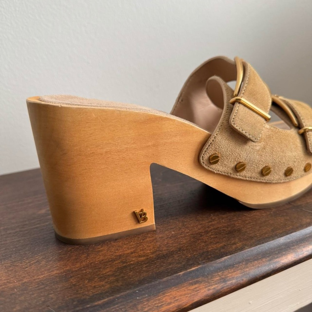 Veronica Beard Halifax Suede Mule Gold 10 - Picture 3 of 8